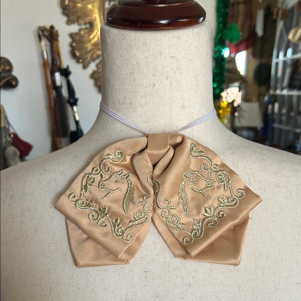 Equestrian Gold Embroidered Bow Tie